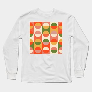 Orange, mustard and olive green mid century mod graphic pattern Long Sleeve T-Shirt